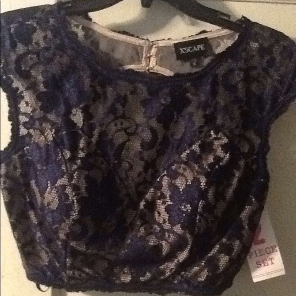 Xscape two piece keyhole mermaid dress.
